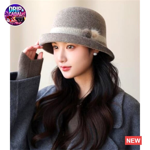 Vintage Felt Bucket Hat Fedora Cloche Cap Warm Slouchy Solid Bowler
